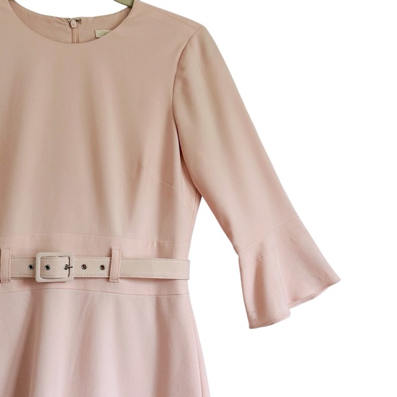 SHOSHANNA ODILA PETAL PINK CREPE FLARE SLEEVE BELTED DRESS SIZE 6 - Picture 11 of 16